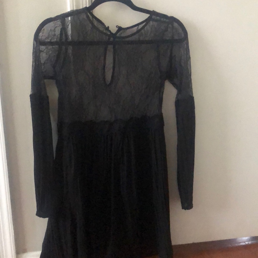 Black semi sheer Aline dress vintage romantic